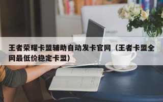 王者荣耀卡盟辅助自动发卡官网（王者卡盟全网最低价稳定卡盟）